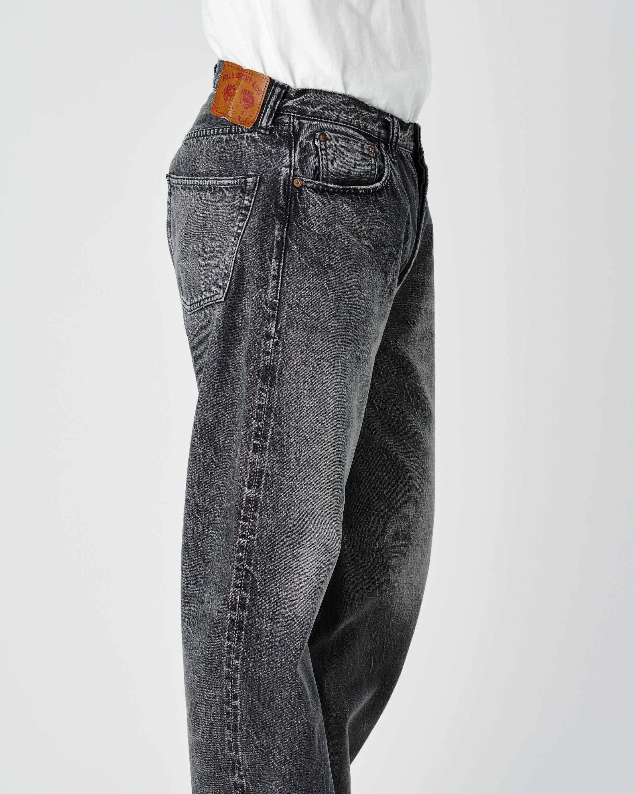 0105BKHW - Wide Black Denim Dartford - - Image 4