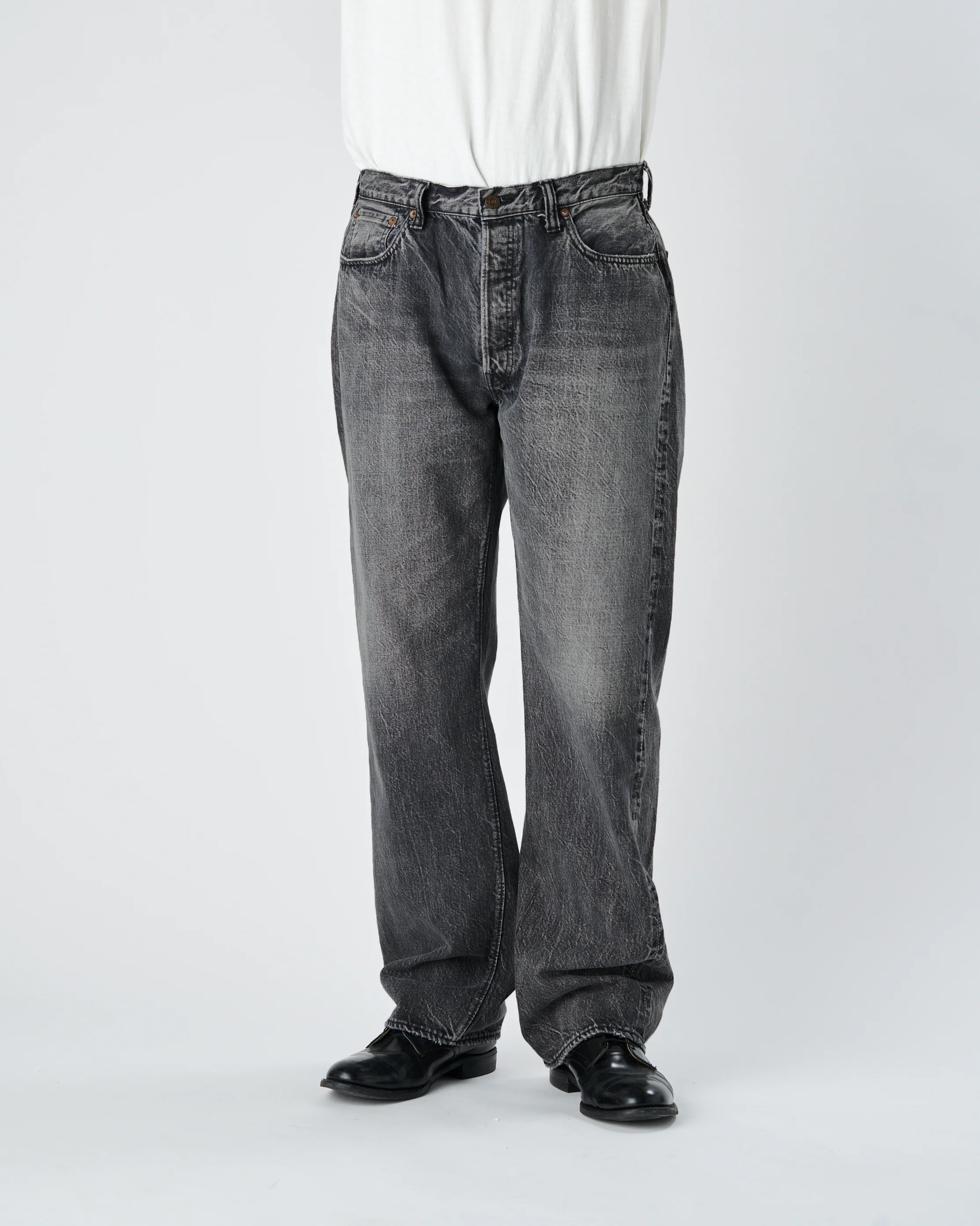 0105BKHW - Wide Black Denim Dartford - - Image 6