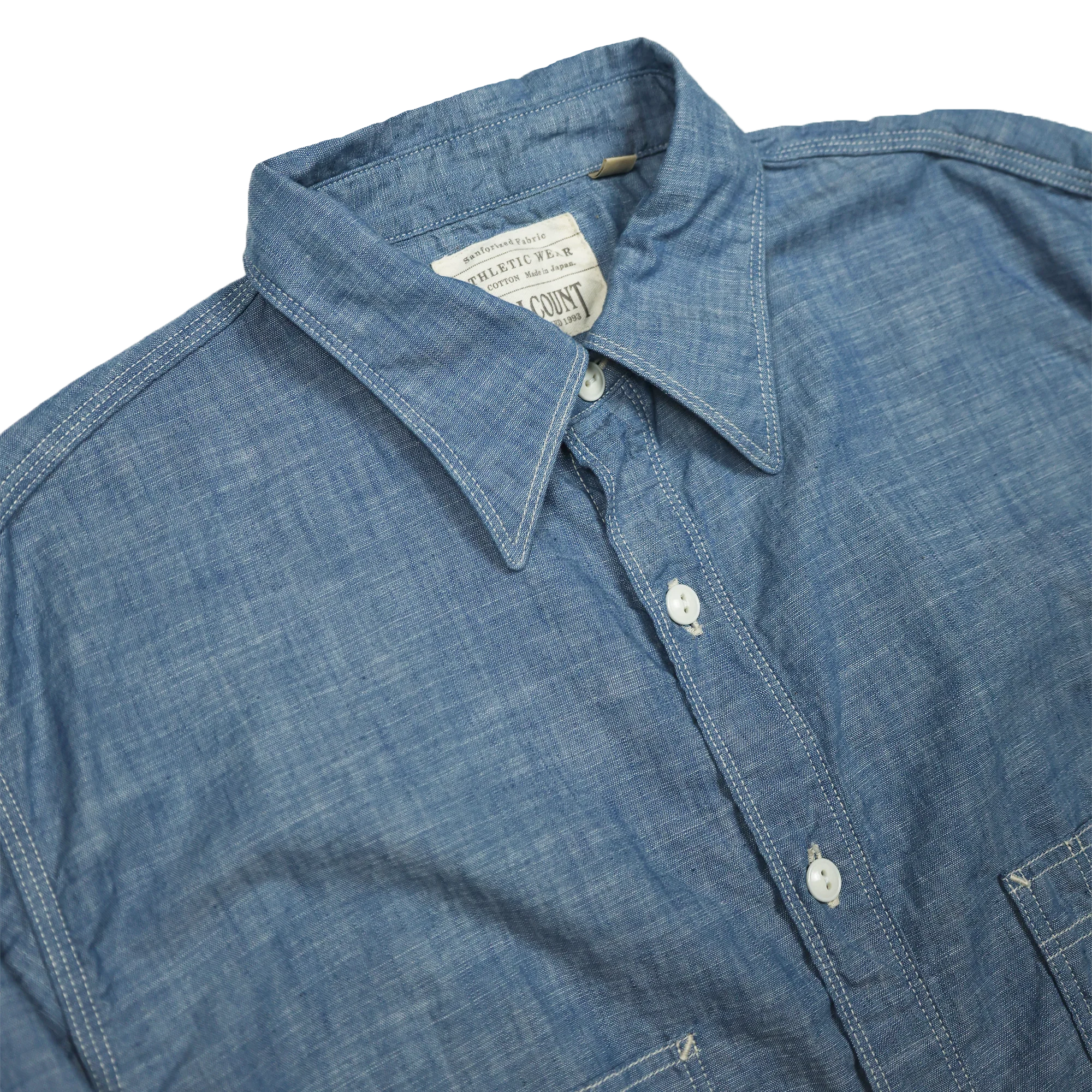 4090-1 - 30s Triple Stitch Chambray Shirt - - Image 3