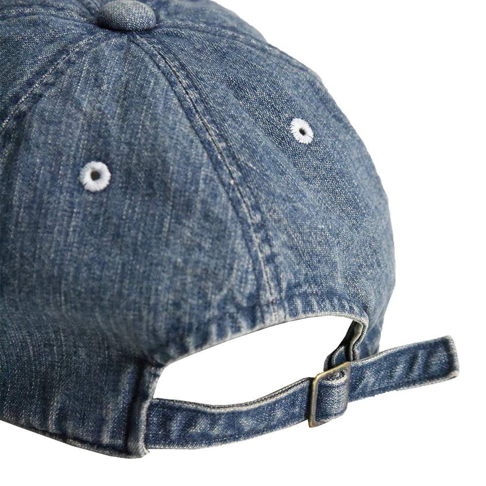 6843HW - 6Panel Denim Baseball Cap 'F' Patch Vintage Wash - Image 3