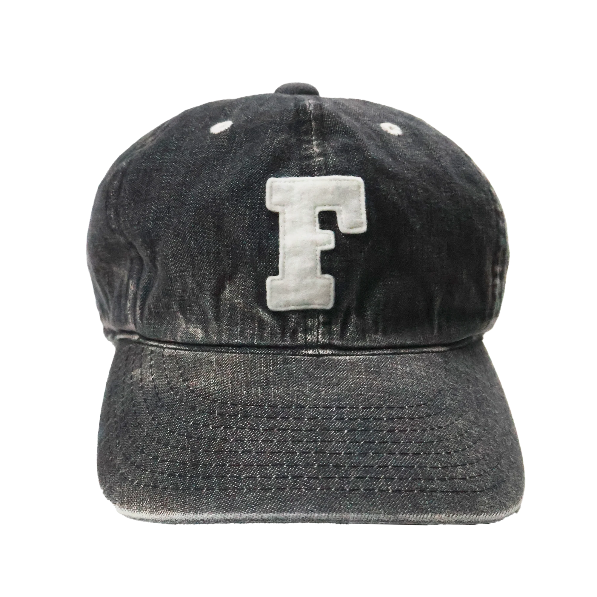 6843HW - 6Panel Denim Baseball Cap 'F' Patch Vintage Wash - Image 8