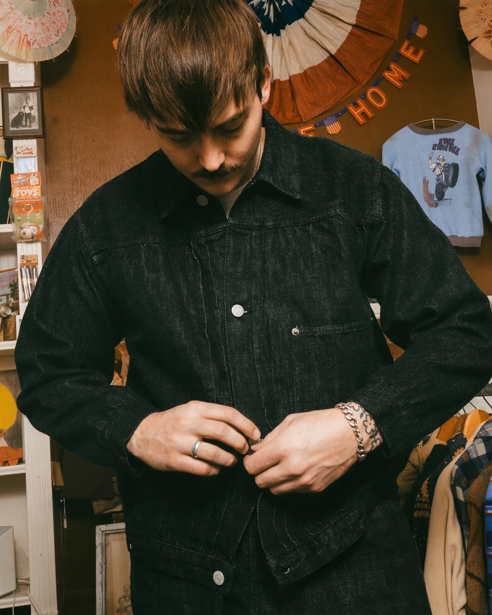 S2107BKSS-BIG - WW2 Type 1 Black Denim Jacket (Super Smooth) Limited Item - Image 11
